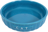 Kattendrinkschotel steen ribbel blauw 14 cm