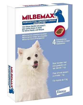 Milbemax kauwtablet kleine hond/puppy<br>> 1 kg 4 st