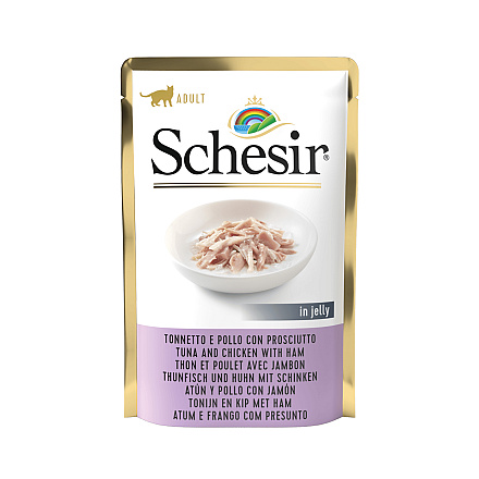 Schesir Kattenvoer Tonijn/Kip/Ham Gelei 85 gr