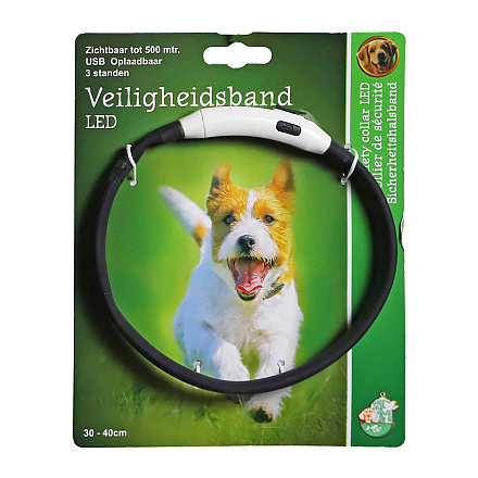 Veiligheidshalsband Led Verstelbaar Zwart<br> 30 - 40 cm