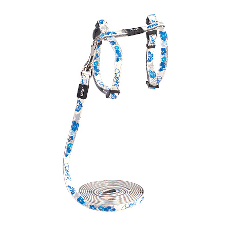 Rogz Kattentuig met Lijn Glowcat Blauw Floral