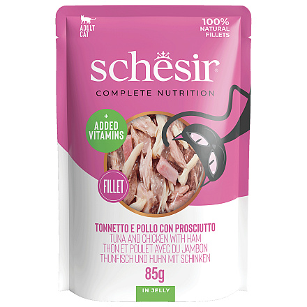 Schesir Kattenvoer Complete Tonijn, Kip & Ham Gelei 85 gr