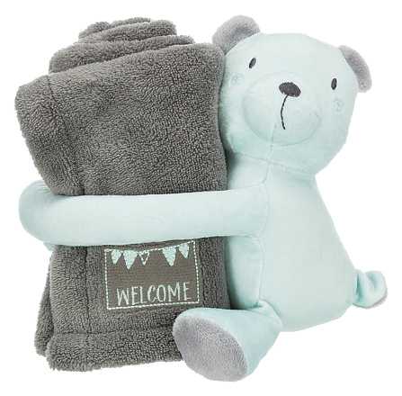 TRIXIE knuffelset deken Beer Puppy/Junior Grijs/Mintgroen