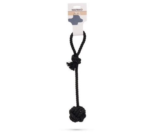 Beeztees Slingerkoord met Bal Vic Zwart